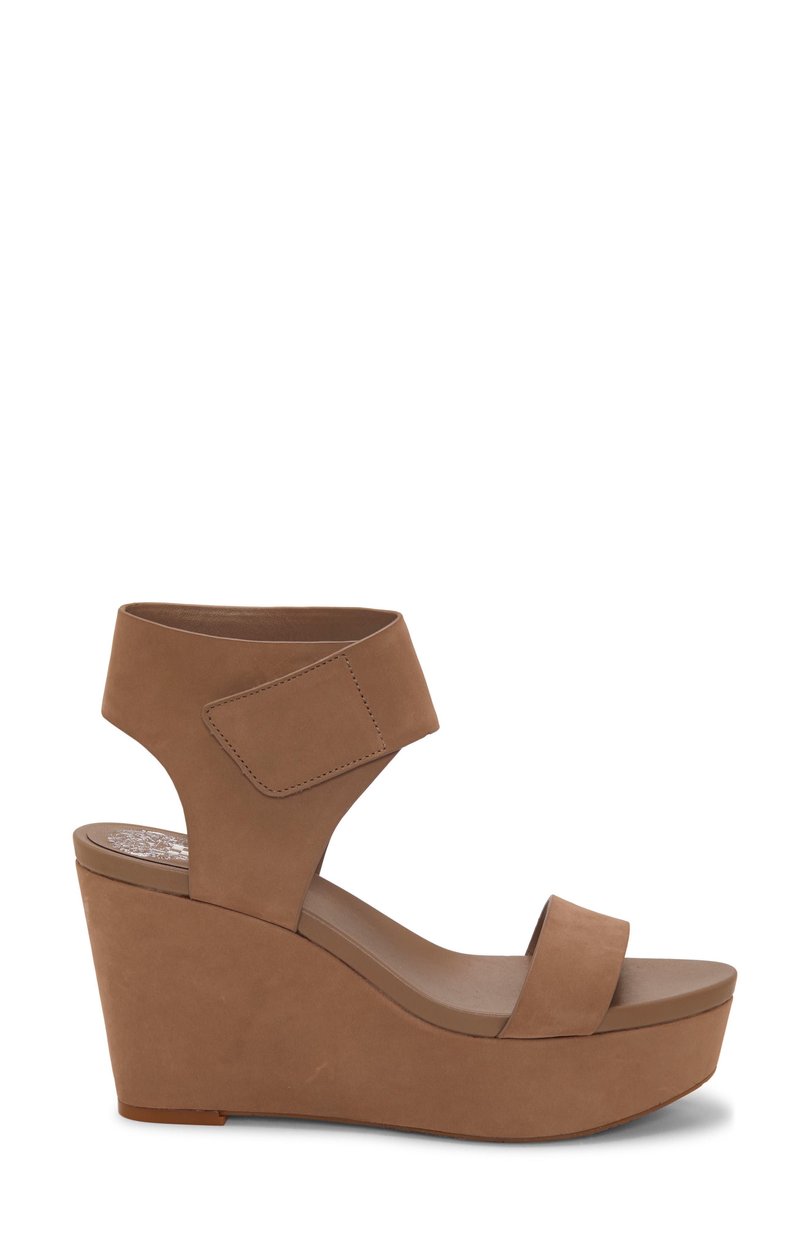 Vince Camuto Velista Platform Wedge Sandal, Alternate, color, Dark Beige Nubuck Leather
