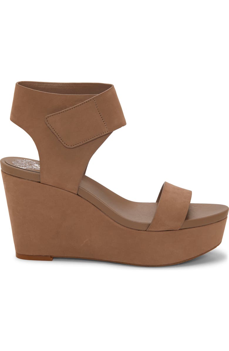 Vince Camuto Velista Platform Wedge Sandal, Alternate, color, Dark Beige Nubuck Leather
