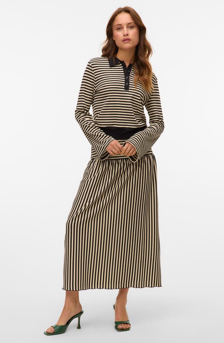 VERO MODA Isabella Stripe Long Sleeve Top, Alternate, color, Black Stripes Birch