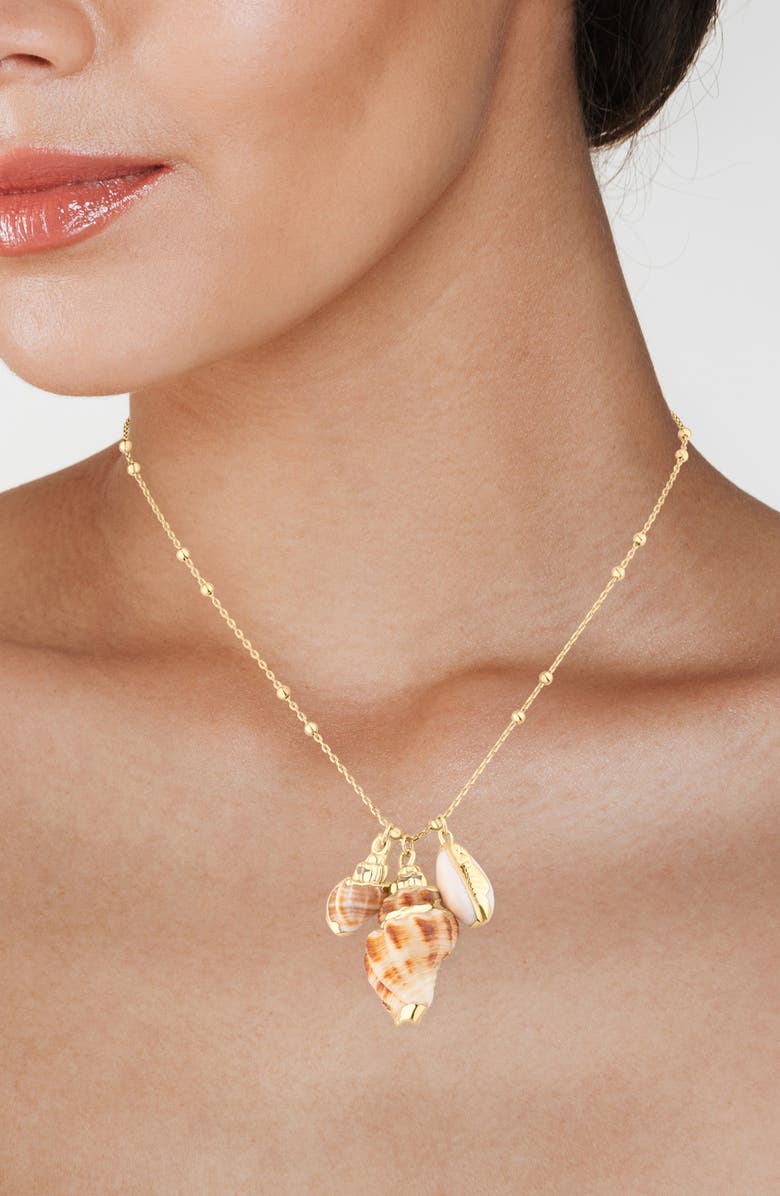 JARDIN Sea Life Charm Necklace, Alternate, color, White/ Gold