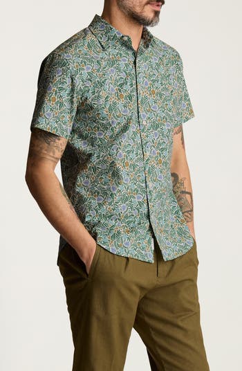 Riviera Slim Fit Bouquet Print Short Sleeve Button-Up Shirt