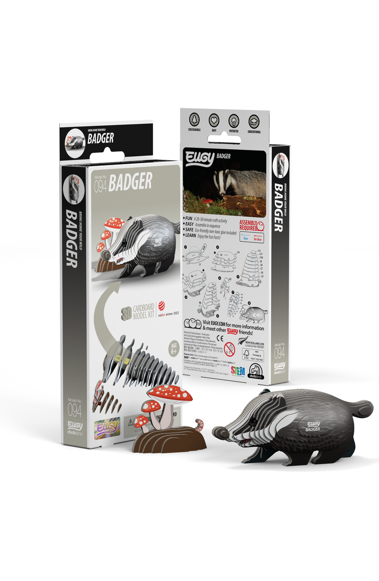 Eugy Puzzles Badger 3D Puzzle, Main, color, NO COLOR
