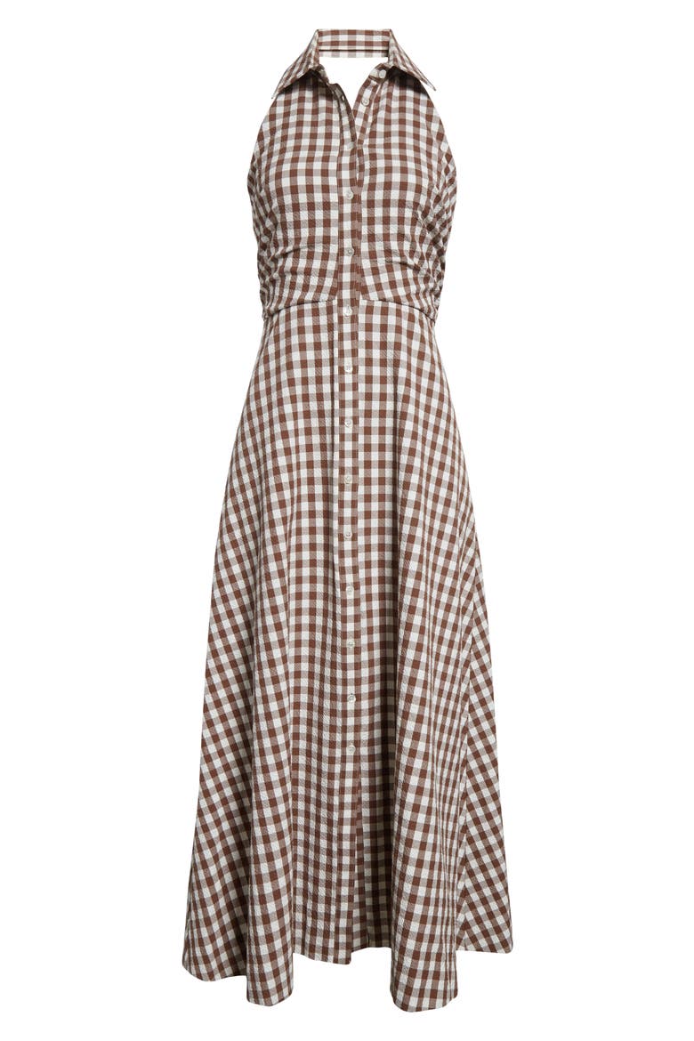 Mackey Gingham Halter Neck Stretch Cotton Dress (Women