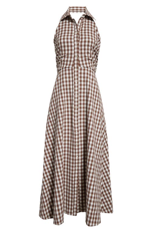 VERONICA BEARD VERONICA BEARD MACKEY GINGHAM HALTER NECK STRETCH COTTON DRESS