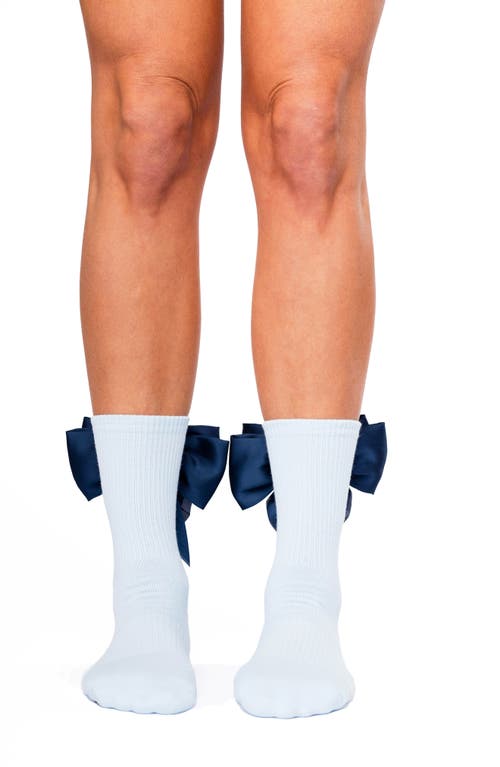 Arebesk Anna Bow No-slip Grip Crew Socks In Blue