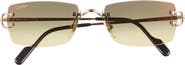 Cartier 56mm Rimless Rectangular Sunglasses