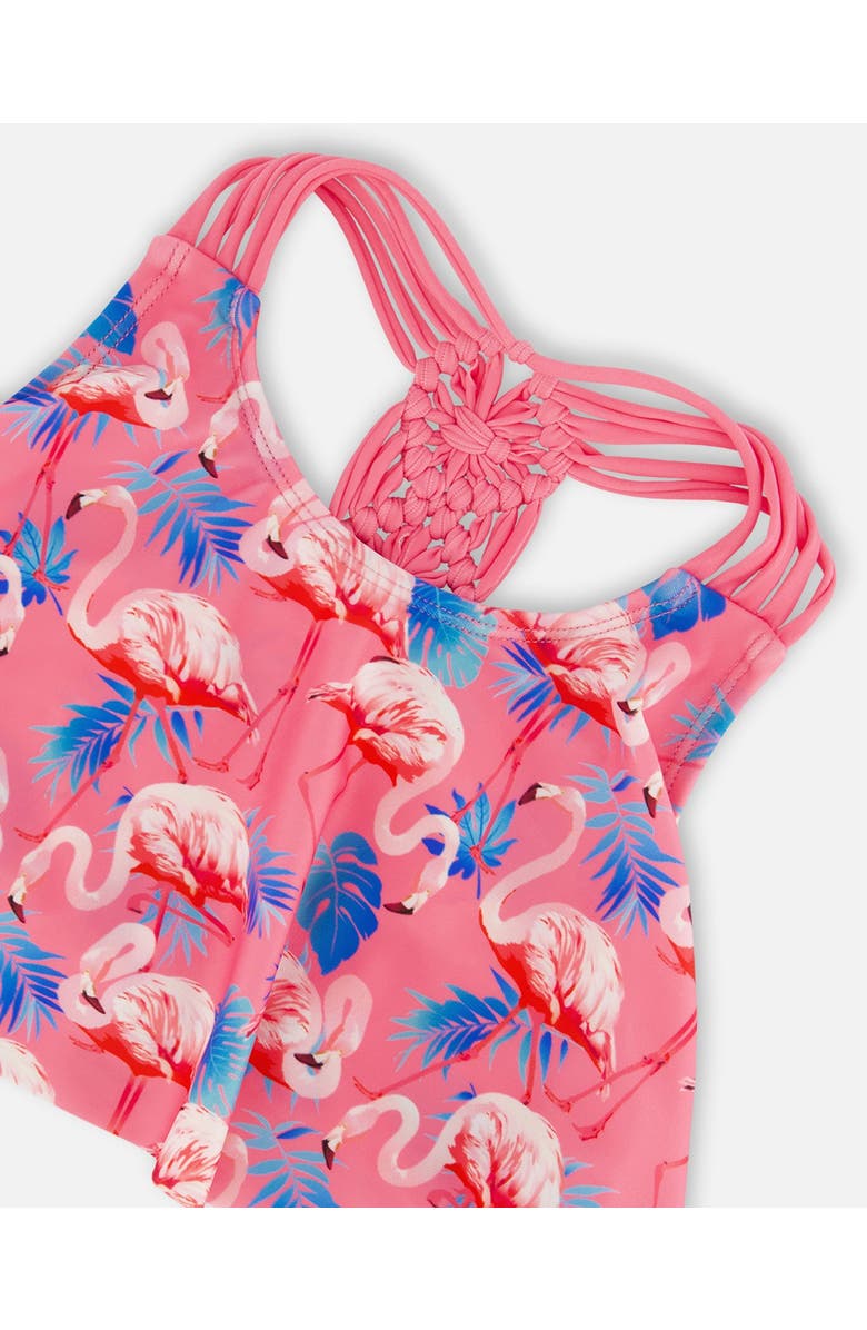Deux par Deux Girl's Printed Two-Piece Swimsuit Candy Pink And Pink Flamingo, Alternate, color,