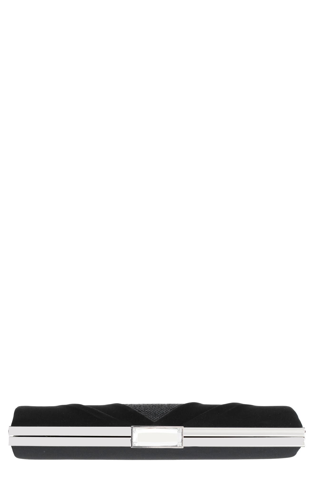 Nina Ophelia Frame Clutch, Alternate, color, Black