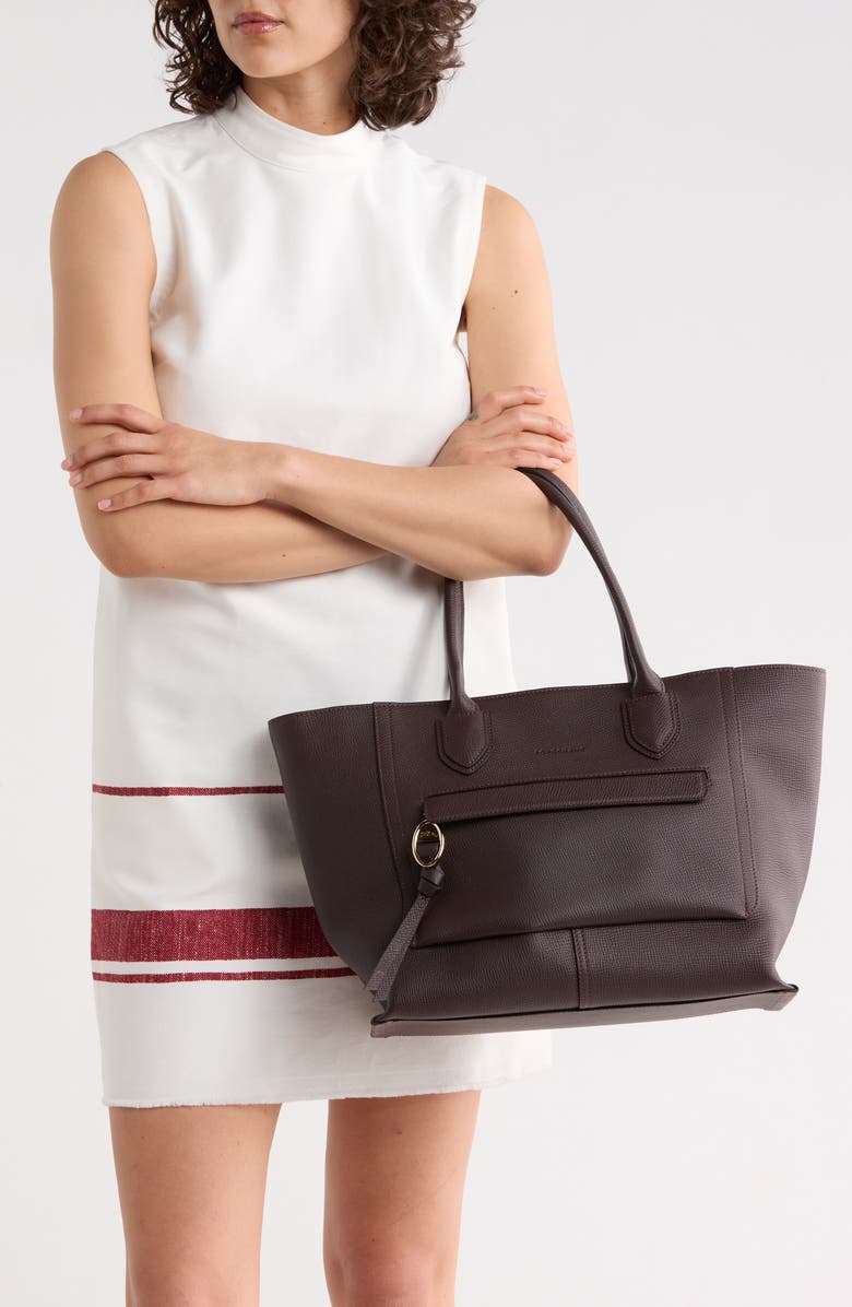 Longchamp Mailbox Large Leather Tote Bag, Alternate, color, Eggplant