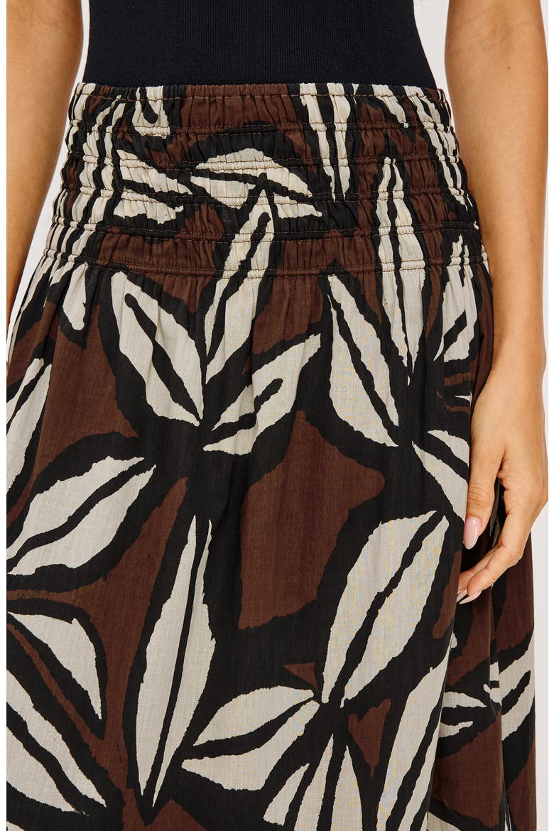 Alessa Smock Waist Cotton Midi Skirt, Alternate, color, COCOA FLORAL