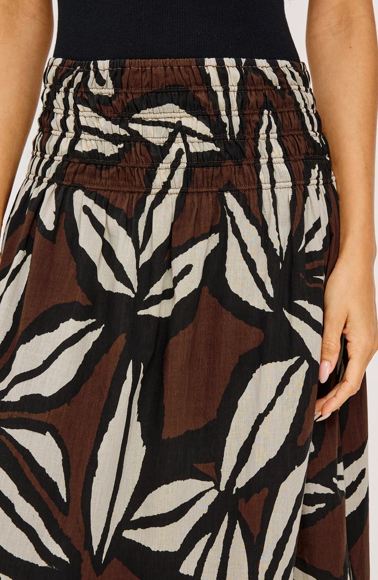 Rails Alessa Smock Waist Cotton Midi Skirt, Alternate, color, Cocoa Floral