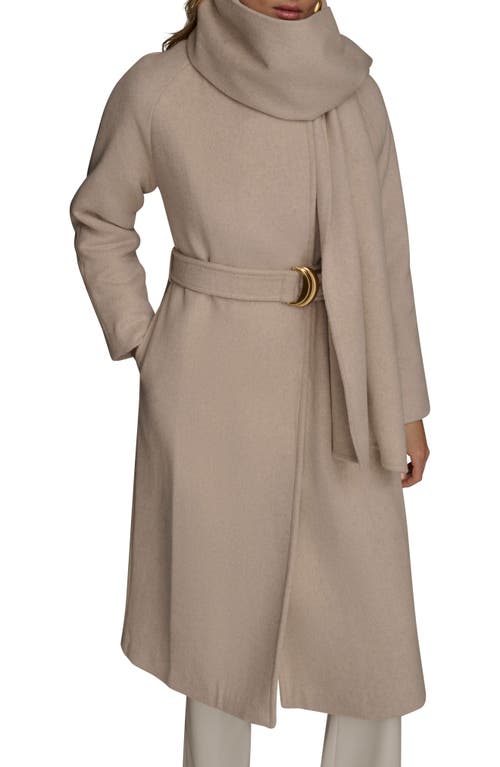 Donna Karan New York Wool Blend Coat With Scarf In Gray