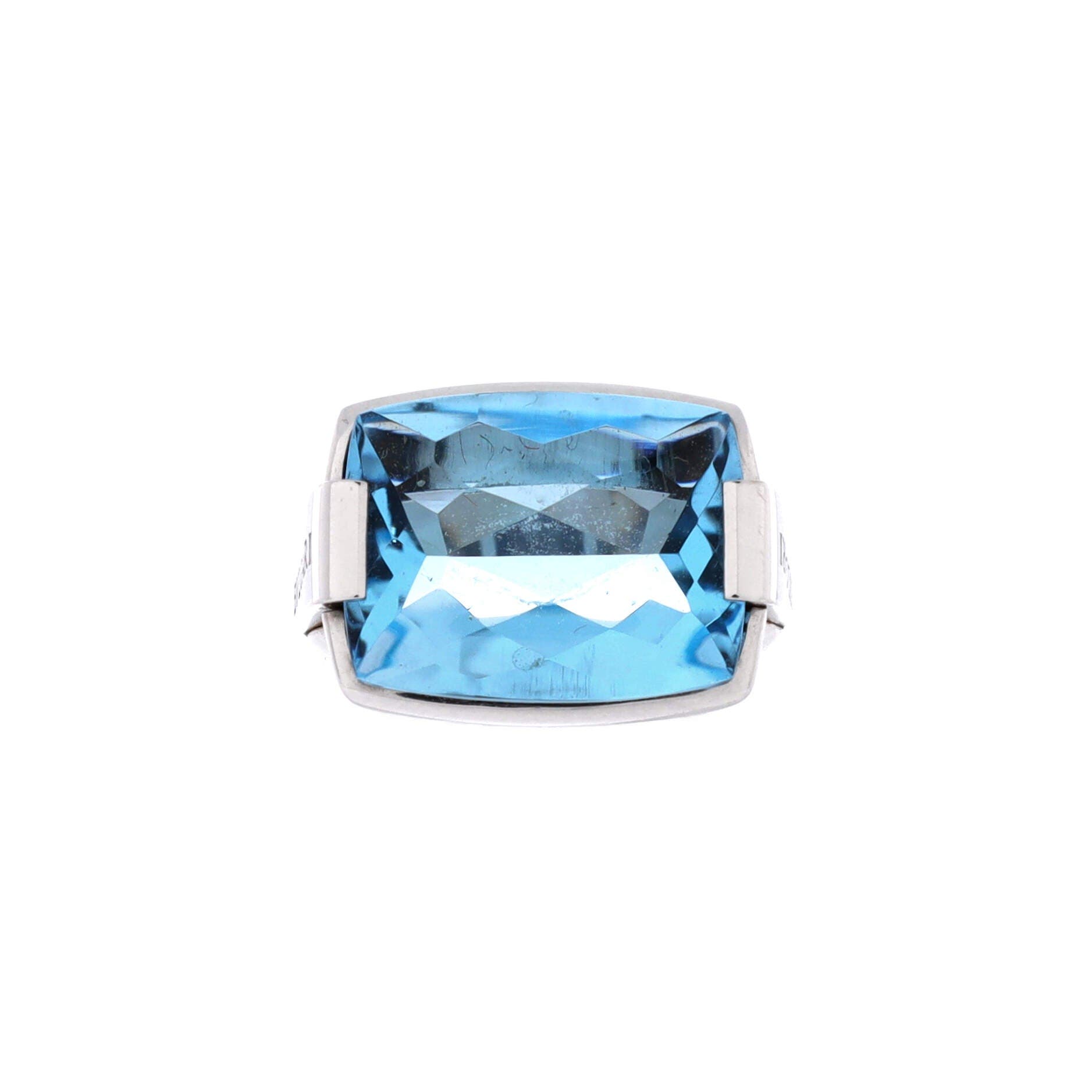 Metropolis Ring 18K White Gold and Blue Topaz, Main, color, Metallic Gold