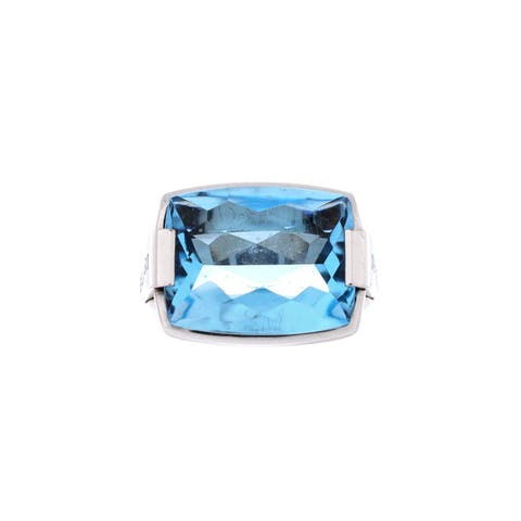 Metropolis Ring 18K White Gold and Blue Topaz
