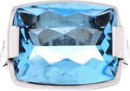 Pre-Owned Bvlgari Metropolis Ring 18K White Gold and Blue Topaz