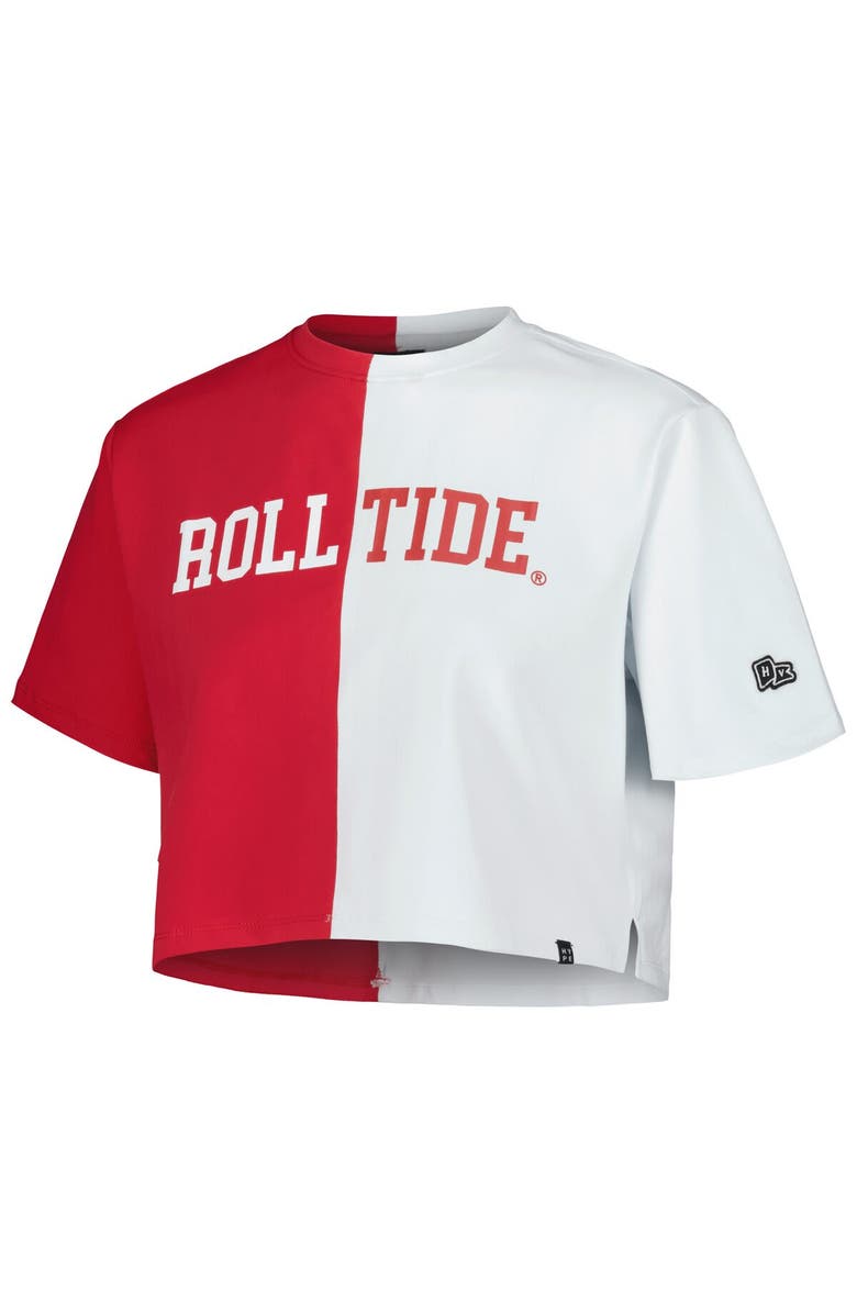 Hype and Vice Women's Hype and Vice Crimson/White Alabama Crimson Tide Color Block Brandy Cropped T-Shirt, Alternate, color, 