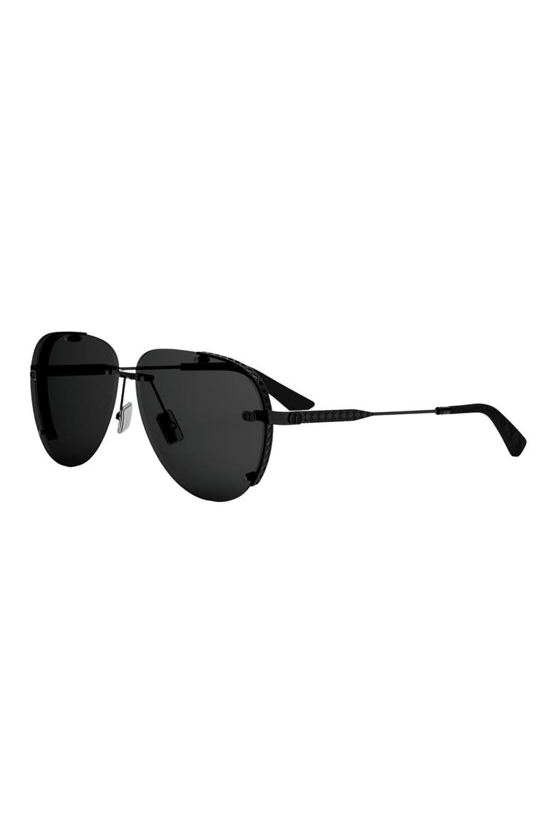 NeoDior A1U 61 Pilot Sunglasses, Alternate, color, SHINY BLACK / SMOKE