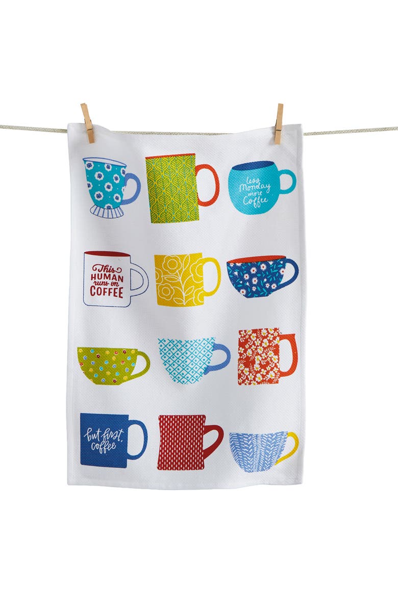 Mugs And Cups Dishtowel Multi Cotton Everyday, Main, color, White