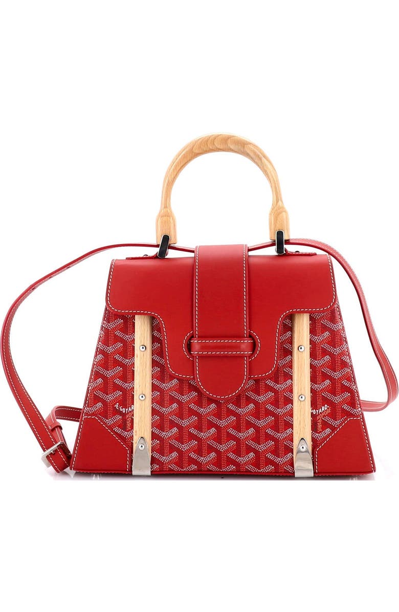 Pre-Owned Goyard Saigon Top Handle Bag Coated Canvas with Leather PM, Main, color, Red