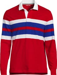 Lands' End Long Sleeve Textured Rugby Polo