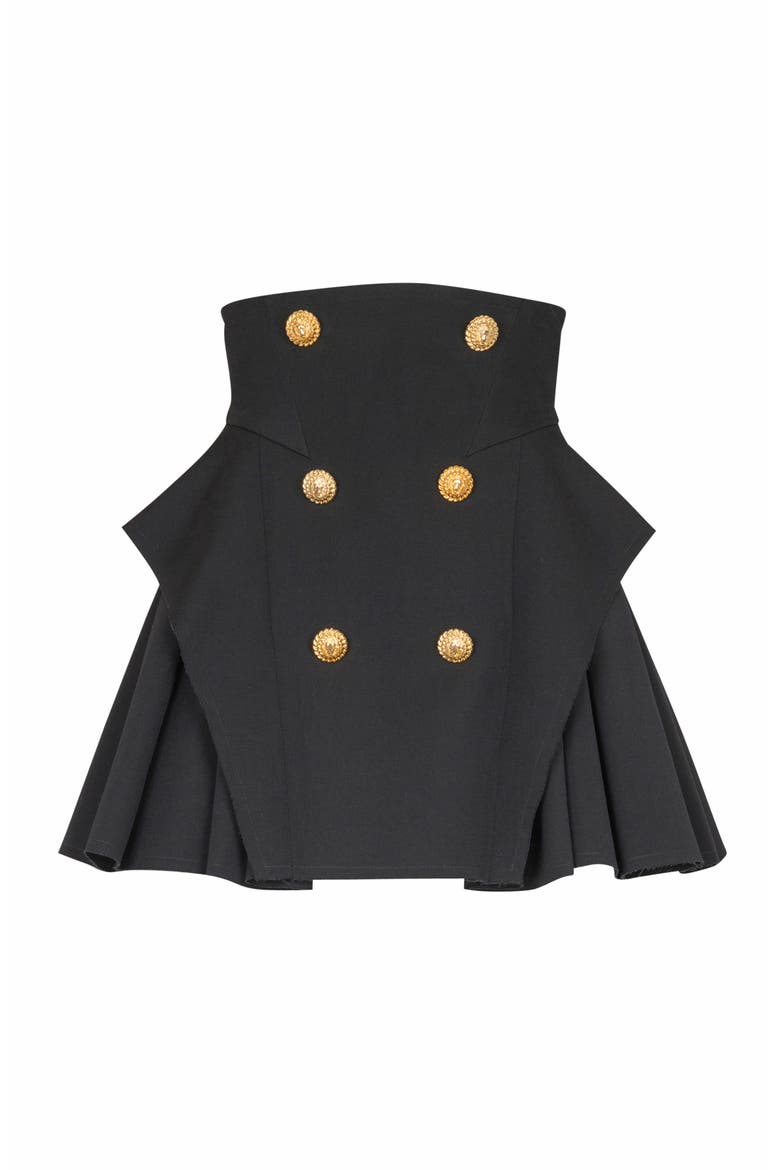High-Waisted Grain De Poudre Skirt, Alternate, color, Black