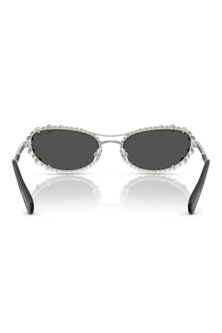 56mm Oval Sunglasses, Alternate, color, SILVER / DARK GREY