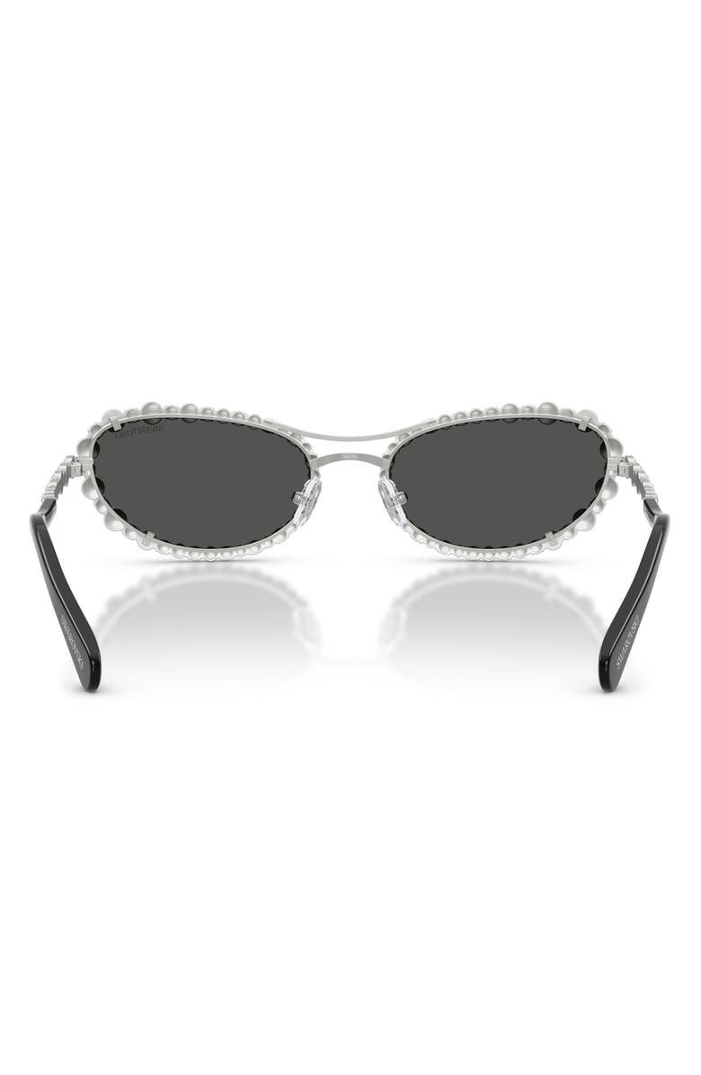 Swarovski 56mm Oval Sunglasses, Alternate, color, Silver / Dark Grey