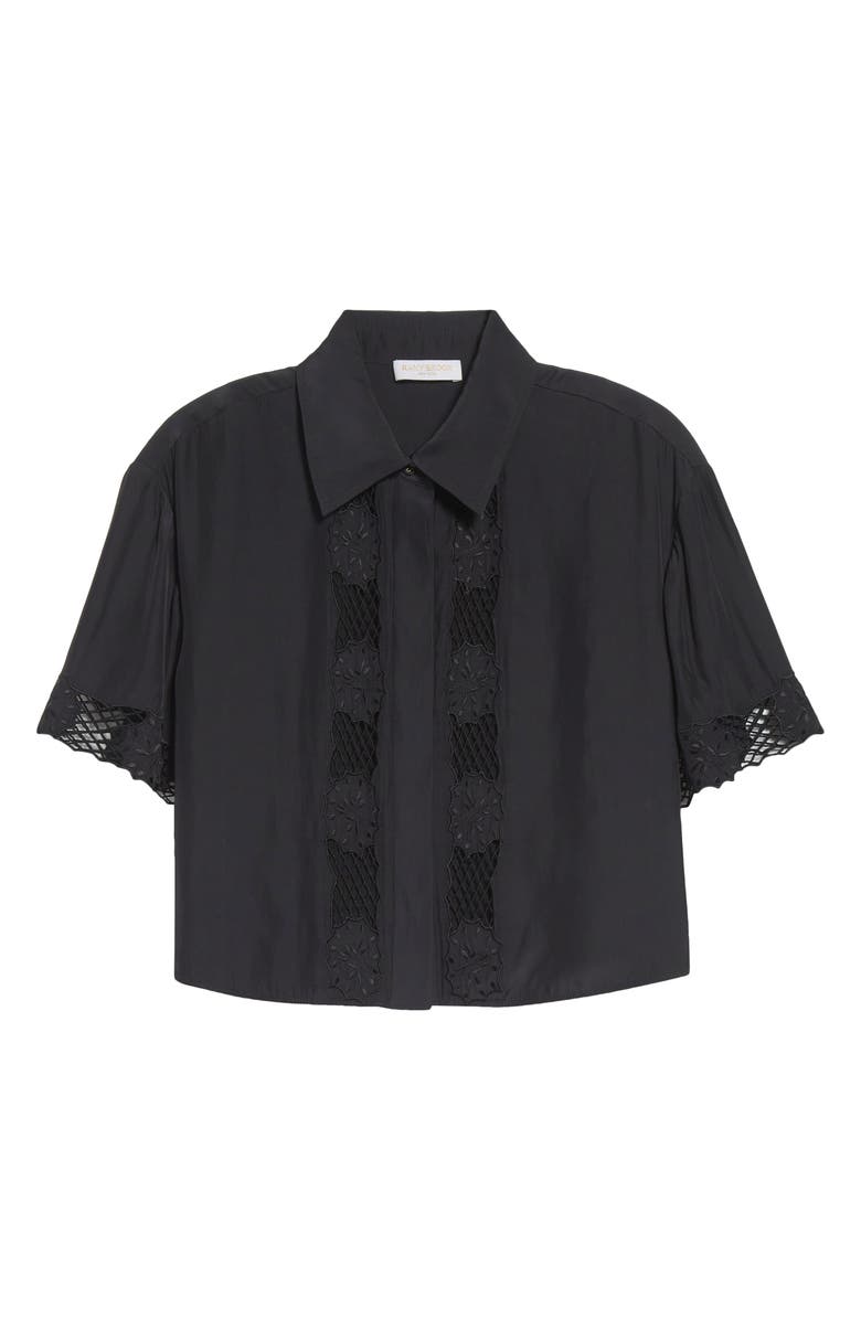 Ramy Brook Tania Embroidered Boxy Crop Shirt, Alternate, color, Black