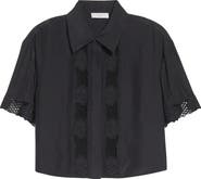 Ramy Brook Tania Embroidered Boxy Crop Shirt