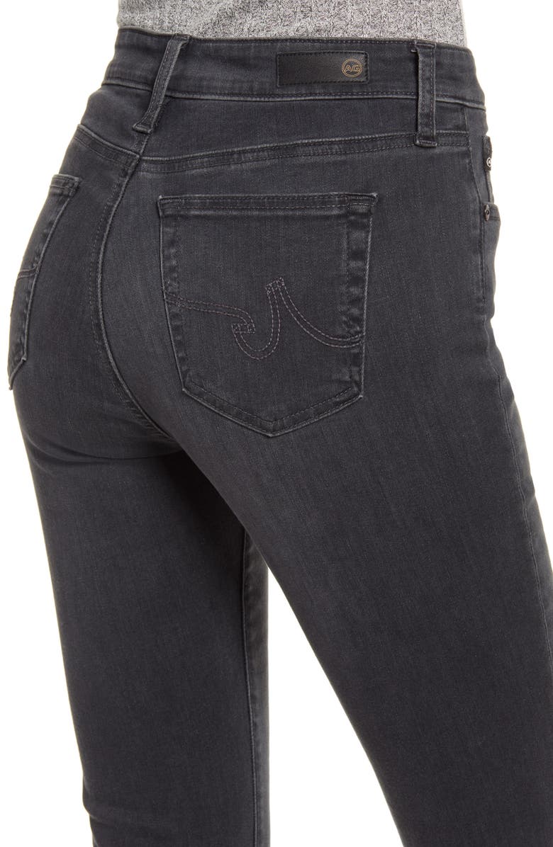 AG Mari High Waist Raw Hem Slim Straight Leg Jeans, Alternate, color, 