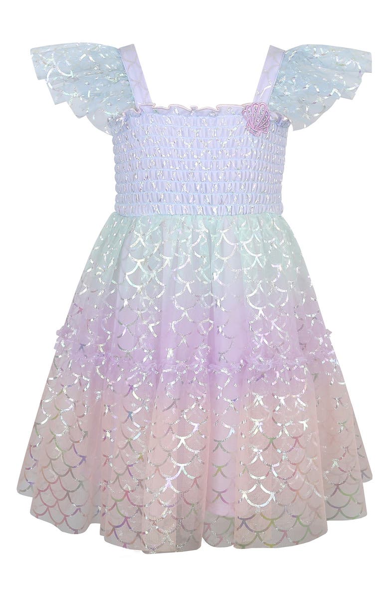 Zunie Kids' Mermaid Mesh Dress, Main, color, Purple Multi