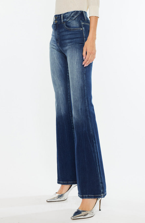 Kancan Michelle High Rise Flare Jeans In Dark Wash