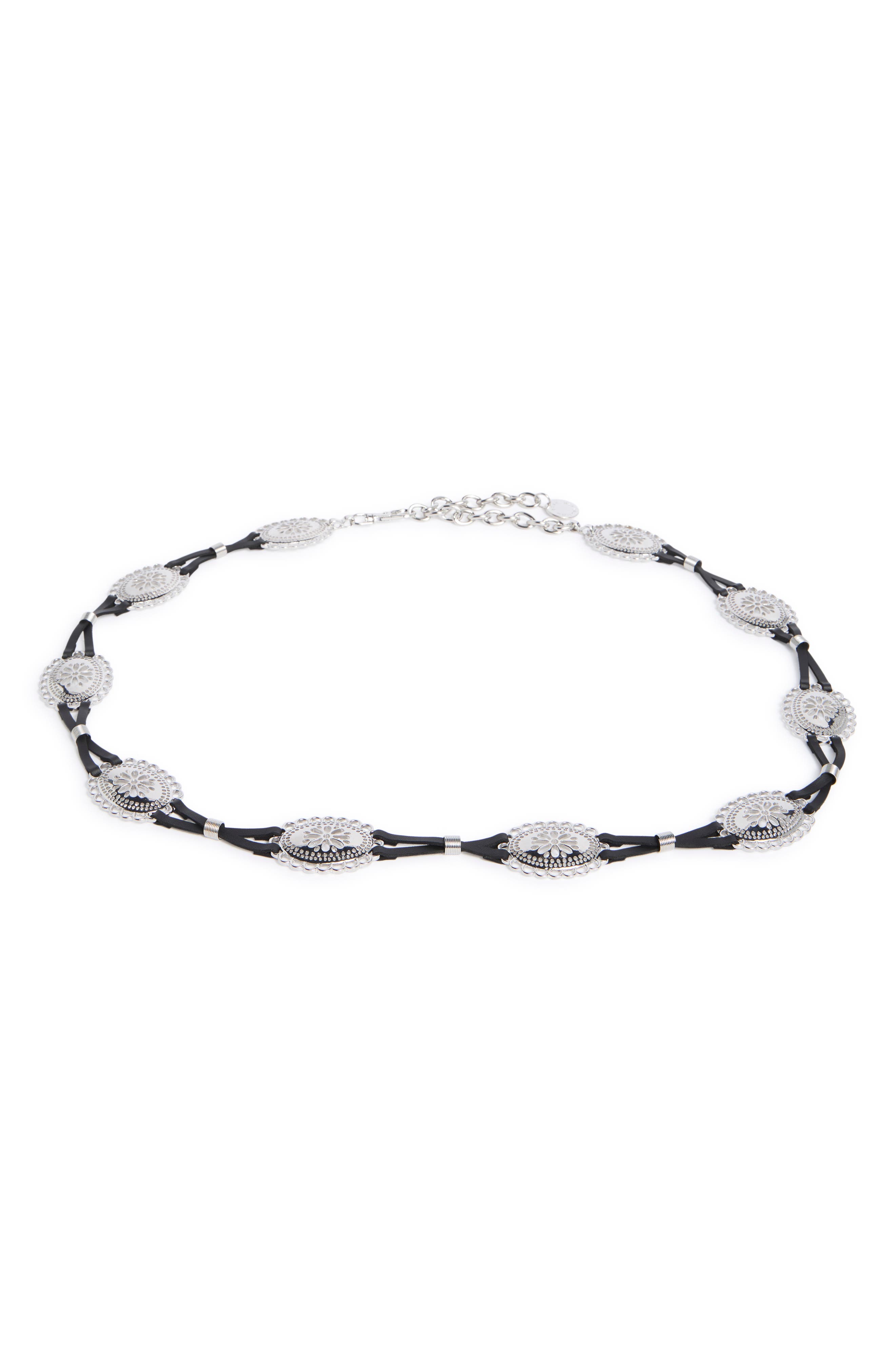 BCBG Leather Strand Western Concho Belt