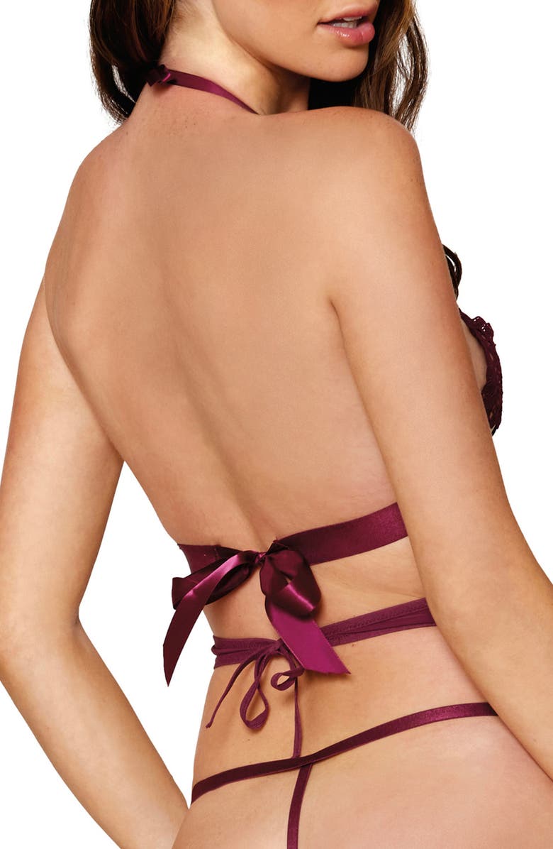 Dreamgirl Strappy Bra, Belt & G-String Set, Alternate, color, 