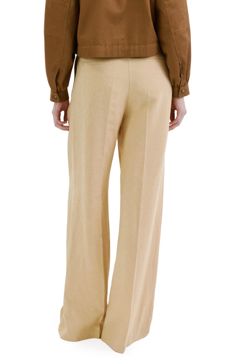 MANGO Pleated Wide Leg Pants, Alternate, color, Mustard