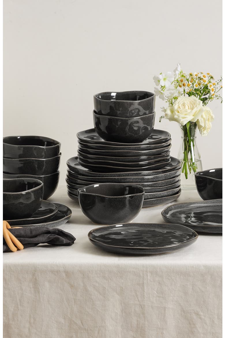 Mirella Stoneware 24-Piece Dinnerware Set, Alternate, color, Charcoal