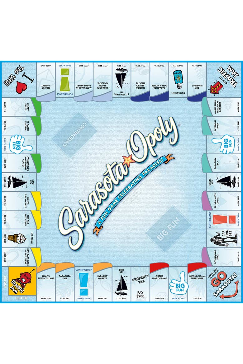 Sarasota Opoly Board Game, Alternate, color, Multicolored