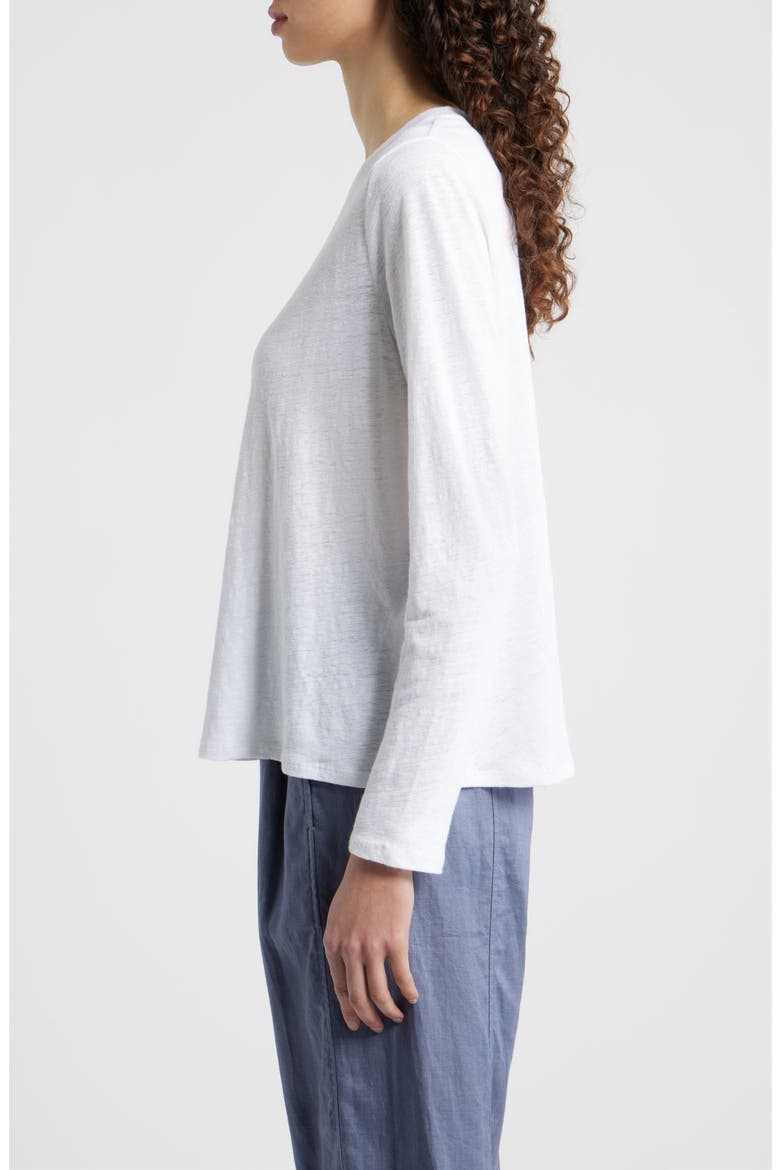 Long Sleeve Organic Linen T-Shirt, Alternate, color, WHITE
