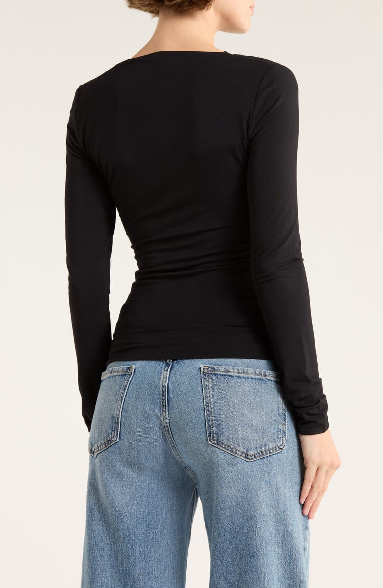 rag & bone Luca Long Sleeve Shirred T-Shirt, Alternate, color, Black