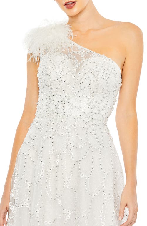 Mac Duggal Embellished One Shoulder A Line Gown In Ivory