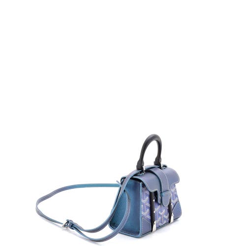 Pre-owned Goyard Goyard Structured Saigon Top Handle Bag Coated Canvas With Leather Nano In Blue