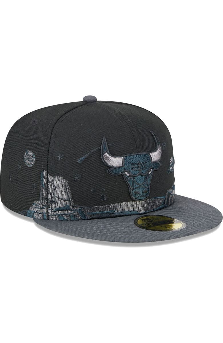 New Era Men's New Era Black Chicago Bulls Planetary Tonal 59FIFTY Fitted Hat, Alternate, color, 