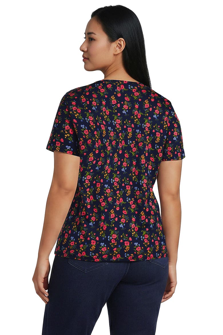 Supima Cotton V-neck T-Shirt, Alternate, color, Deep Sea Mini Poppy Floral