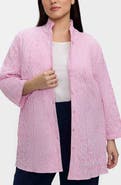 Foxcroft Carolina Stripe Crinkle Jacquard Button-Up Shirt