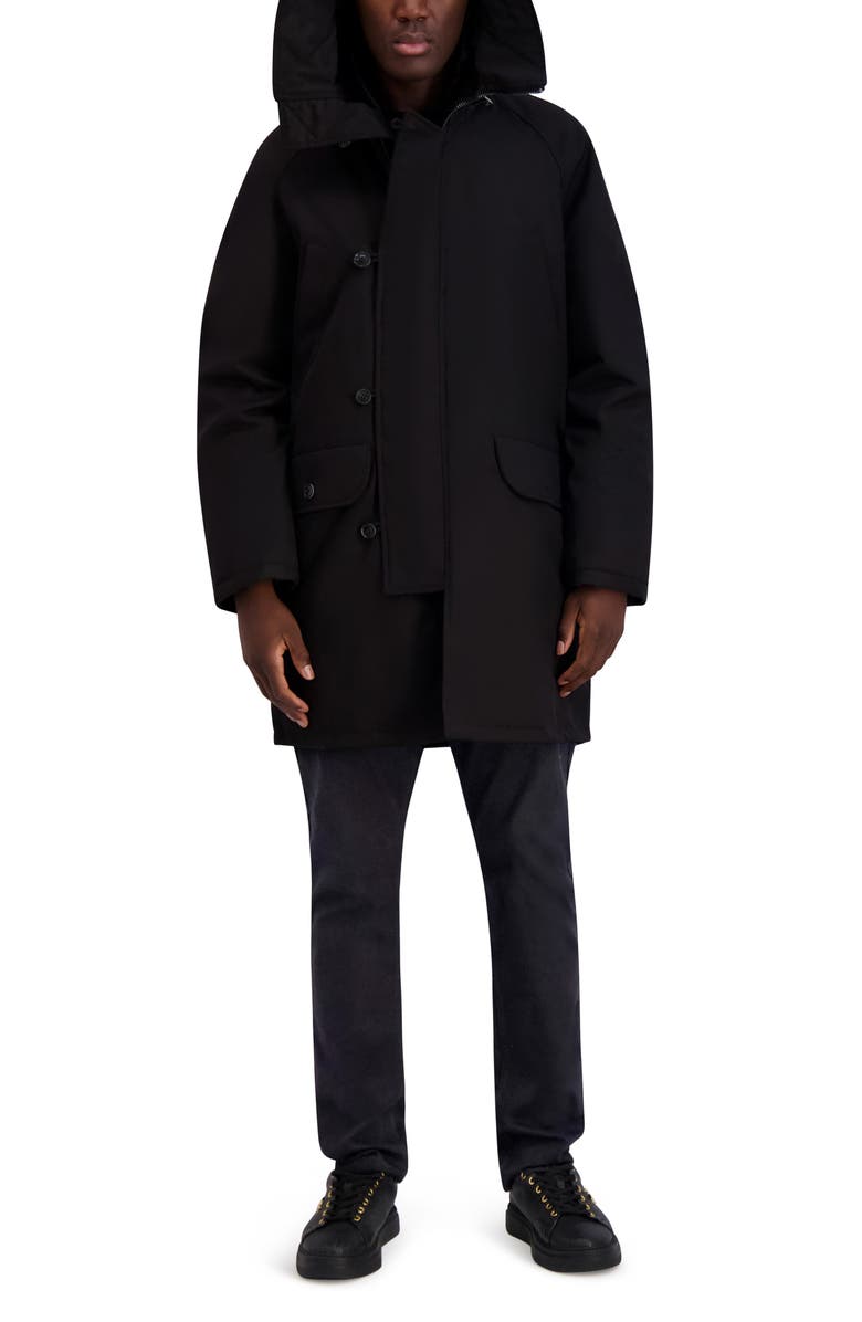 KARL LAGERFELD PARIS Hooded Parka, Alternate, color, Black