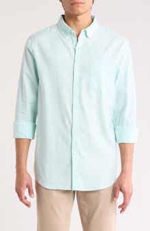 Linen Blend Woven Solid Button-Down Shirt