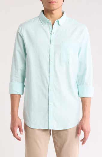 Linen Blend Woven Solid Button-Down Shirt
