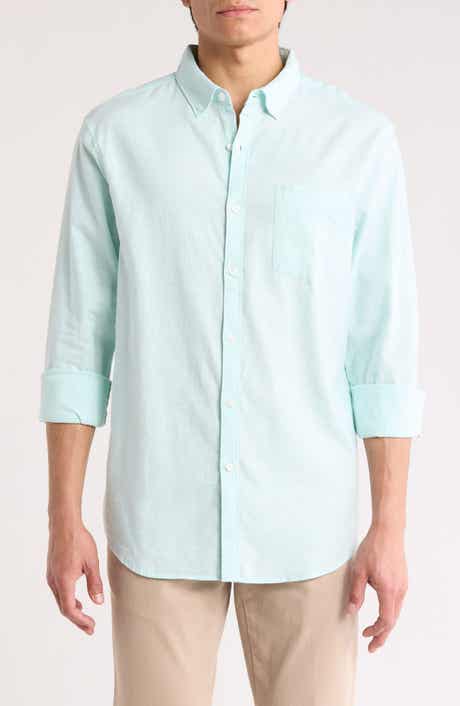 Linen Blend Woven Solid Button-Down Shirt