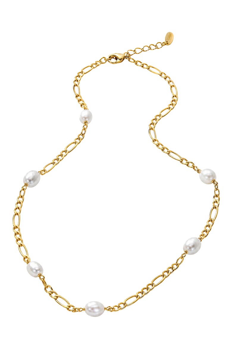 Imitation Pearl Figaro Chain Necklace, Main, color, GOLD/ PEARL