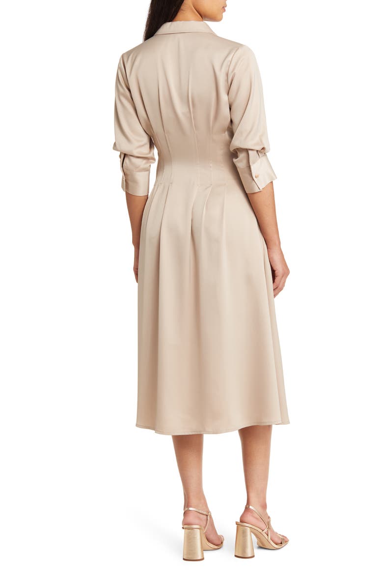 Pleat Midi Shirtdress, Alternate, color, TAUPE